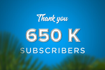 650 K  subscribers celebration greeting banner with Glass Design