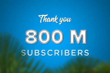 800 Million subscribers celebration greeting banner with Glass Design