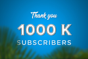 1000 K subscribers celebration greeting banner with Glass Design