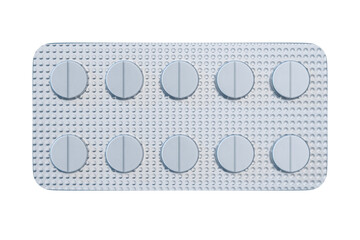 tablet in blister pack on white background. Isolated 3D illustration