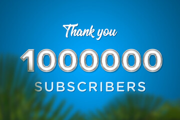 1000000 subscribers celebration greeting banner with Glass Design