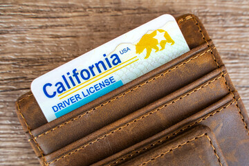 Close-up of California driver's license.  - obrazy, fototapety, plakaty