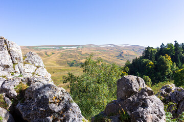 mountainous terrain, autumn walks in the bosom of nature,.strolling and contemplating the riot of colors in nature..