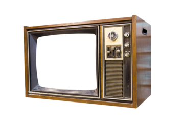 vintage television on white
