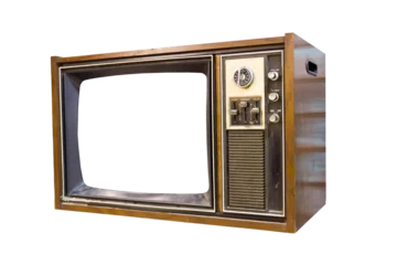 Acrylglasbilder Retro Stil vintage television on white  © Singha songsak
