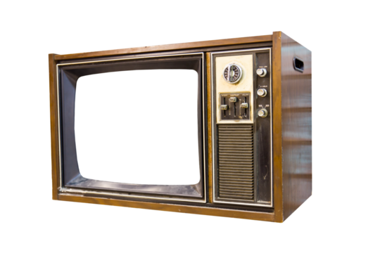 vintage television on white