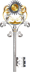 Steampunk silver key