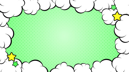 雲のフレームとドットの背景 　
雲は白色　背景は