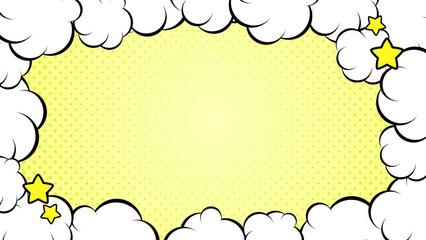 雲のフレームとドットの背景 　
雲は白色　背景は