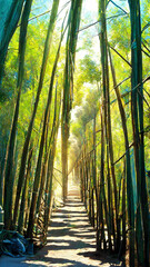Sustainable Development of Bamboo Tunnel Afforestation Generative AI Content by Midjourney