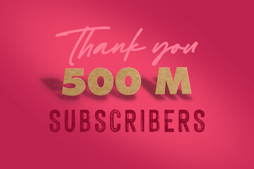 500 Million  subscribers celebration greeting banner with  Hard card Cutted Design