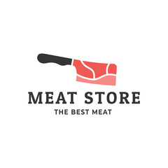 Butcher Logo Template Vector Butcher Knife. Butcher shop emblem. Butchery store advertising design element. Meat shop typography. Vector vintage illustration.