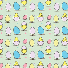 cute colorful egg and chicks seamless pattern
