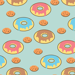 seamless pattern donut and cookies with pantone color