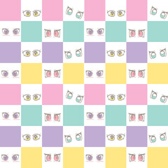 cute seamless pattern kawaii eye colorfull
