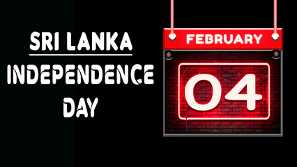 Happy Independence Day of Sri lanka, 04 February. World National Days Neon Text Effect on background