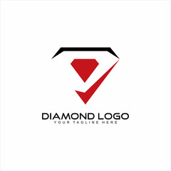 Naklejka premium Simple diamond vector logo design with check mark. Logo can be used for jewellery business.