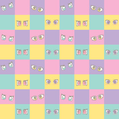 cute kawai colorfull eye seamless pattern