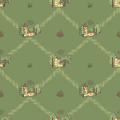 Seamless houses pattern