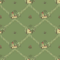 Seamless houses pattern