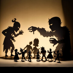 A silhouette style shadow puppet, generative ai