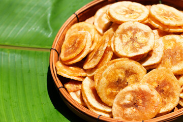 Banana stuffed with tamarind. Fruit snack