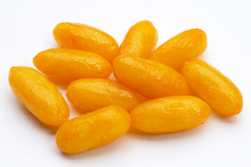 Mung bean paste formed in egg yolk and sugar. Thai Dessert