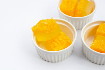 Fototapeta na wymiar Sweet egg floss jelly. Thai dessert