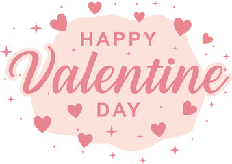 Valentines day background with heart pattern and typography of happy valentines day text . Vector illustration. Wallpaper, flyers, invitation, posters, brochure, banners.