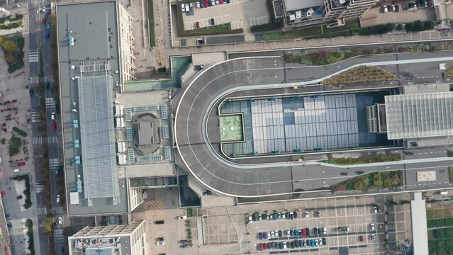 Rotative drone footage of FIAT  Lingotto in Turin Italy