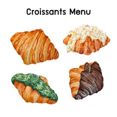 Watercolor painting of Croissants Menu