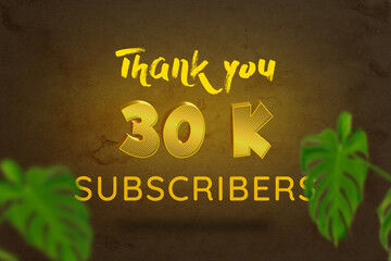 30 k subscribers celebration greeting banner with Gold Design