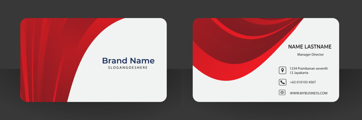 Red and White Corporate Business Card Design Template. Stationery Design, Print Template, Vector illustration.