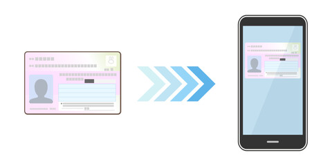 マイナンバーカードをスマートフォンに搭載するイメージイラスト