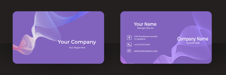 Double-sided creative business card vector design template. Business card for business and personal use. Purple to blue modern creative business card and name card.