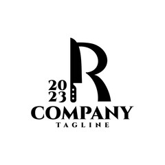 letter R with a knife, good for any business related to culinary, cutlery, weapon or knife.