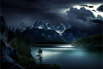 lake and mountains