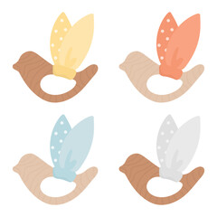 Set of cute boho baby toys in Scandinavian style