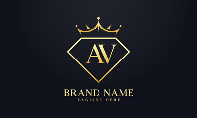 Diamond crown vector. Luxury queen logo for jewelry vector with letters