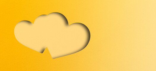 yellow paper Cut into a heart shape, Valentine's Day festival