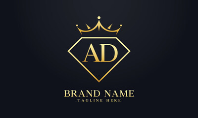 Diamond crown vector. Luxury queen logo for jewelry vector with letters