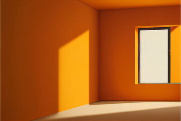 empty room with orange walls and window letting in natural light