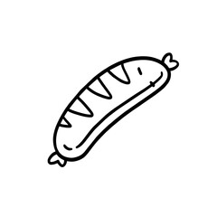 Vector Illustration of Hand drawn Sausage Outline Doodle art style