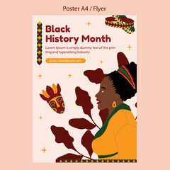 Black History Month a4 vector flyer illustration design