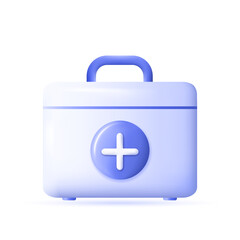 3d medical bag icon. First aid concept. Realistic medical equipment. Healthcare element for mobile concepts and web apps. Modern vector illustration in cartoon style.