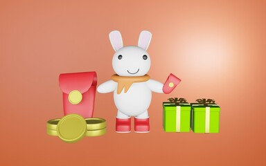 easter bunny with gift