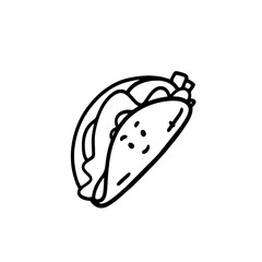 Vector Illustration of Hand drawn Tacos Outline Doodle art style