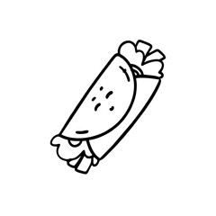 Vector Illustration of Hand drawn Tacos Outline Doodle art style