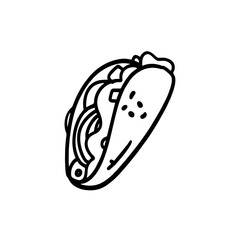 Vector Illustration of Hand drawn Tacos Outline Doodle art style