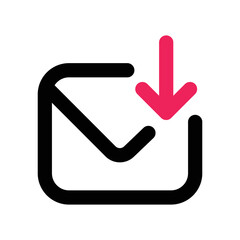 Envelope download vector icon. Isolated app dashboard sign design.